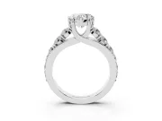 Heart-Shaped Graduated Side Stone Engagement Ring Setting | Shared Prong Rails | Sterling Silver