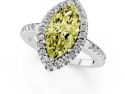 Marquise Pave Halo Engagement Ring Setting for a Fancy Yellow Lab-Grown Diamond | Pave Band | Platinum