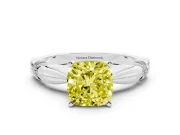 Cushion Cut Floral Solitaire Engagement Ring Setting for a Fancy Yellow Lab-Grown Diamond | Platinum