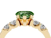 Heart-Shaped Five Stone Engagement Ring Setting for a Fancy Green Lab-Grown Diamond | Yellow Gold