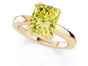 Radiant Cut Solitaire Engagement Ring Setting for a Fancy Yellow Lab-Grown Diamond | Flat Tab Prongs | Yellow Gold