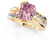 Radiant Cut Graduated Bypass Engagement Ring Setting for a Fancy Pink Lab-Grown Diamond | Split Shank | Yellow Gold