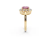 Radiant Cut Cluster Halo Engagement Ring Setting for a Fancy Pink Lab-Grown Diamond | Large Round Accents | Yellow Gold
