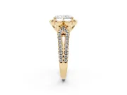 Radiant Cut Petal Frame Floral Halo Engagement Ring Setting | Pavé Split Shank | Yellow Gold
