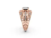 Asscher Cut Art Deco Graduated Engagement Ring Setting for a Black Center | Split Shank | Rose Gold