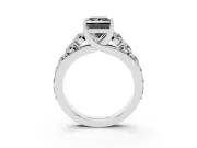 Princess Cut Engagement Ring Setting for a Black Center | Sterling Silver