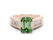 Emerald Cut Channel-Set Engagement Ring Setting for a Fancy Green Lab-Grown Diamond | Rose Gold