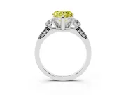 Heart-Shaped Hidden Halo Three Stone Engagement Ring Setting for a Fancy Yellow Lab-Grown Diamond | Platinum