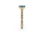 Emerald Cut Vintage Pavé Engagement Ring Setting for a Fancy Blue Lab-Grown Diamond | Yellow Gold