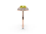 Fancy Yellow Asscher Cut Diamond Halo Engagement Ring Set in Rose gold with Solitaire Band and Prong Setting