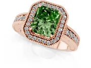 Radiant Cut Halo Engagement Ring Setting for a Fancy Green Lab-Grown Diamond | Rose Gold