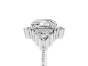 Cushion Cut Vintage Cluster Engagement Ring Setting | Beaded Edges | Sterling Silver