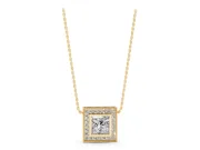 Princess Cut Lab-Grown Diamond Bezel Halo Pendant Necklace | Milgrain Edge | Yellow Gold