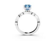 Fancy Blue Cushion Cut Diamond Solitaire Engagement Ring Set in Silver with Milgrain Bezel Accent Band