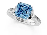 Asscher Cut Floral Pavé Engagement Ring Setting for a Fancy Blue Lab-Grown Diamond | Platinum
