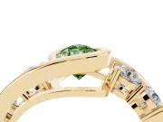 Pear-Shaped Bezel Bypass Engagement Ring Setting for a Fancy Green Lab-Grown Diamond | Yellow Gold