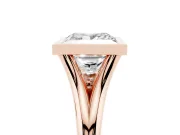 Princess Cut Bezel Solitaire Engagement Ring Setting | V Split Shank | Rose Gold