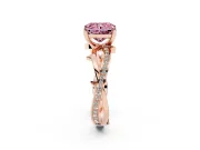 Radiant Cut Twisted Pavé Engagement Ring Setting for a Fancy Pink Lab-Grown Diamond | Pavé and Plain Strands | Rose Gold