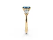 Emerald Cut 3-Stone Engagement Ring Setting for a Fancy Blue Lab-Grown Diamond | Yellow Gold