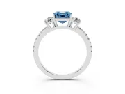 Asscher Cut Three Stone Engagement Ring Setting for a Fancy Blue Lab-Grown Diamond | Pave Shoulders | Sterling Silver