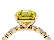 Asscher Cut Pavé Engagement Ring Setting for a Fancy Yellow Lab-Grown Diamond | Yellow Gold