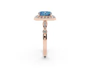 Radiant Cut Halo Engagement Ring Setting for a Fancy Blue Lab-Grown Diamond | Bezel Station Shoulders | Rose Gold