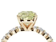 Cushion Cut Pavé Engagement Ring Setting for a Fancy Yellow Lab-Grown Diamond | Alternating Accents | Yellow Gold