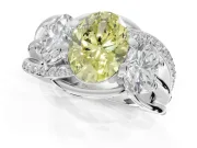 Oval Three Stone Engagement Ring Setting for a Fancy Yellow Lab-Grown Diamond | Pavé Split Shank | Sterling Silver