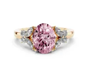 Oval Petal Engagement Ring Setting for a Fancy Pink Lab-Grown Diamond | Yellow Gold