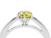 Fancy Yellow Pear Cut Diamond Solitaire Ring Set in White gold with Prong Setting and Classic Band