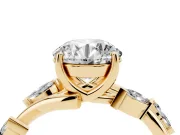 Round Twisted Vine Engagement Ring Setting | Marquise Side Stones | Yellow Gold