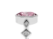 Fancy Pink Oval Cut Diamond Milgrain Marquise Twist Band Ring Set in White gold with Prong Setting