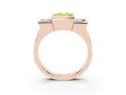 Fancy Yellow Oval Cut Diamond Three-Stone Channel Set Ring Set in Rose gold with Smooth Polished Band