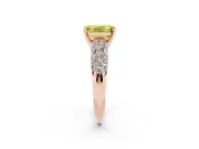 Emerald Cut Multi Row Pave Engagement Ring Setting for a Fancy Yellow Lab-Grown Diamond | Rose Gold