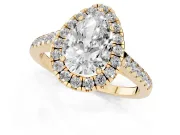 Pear-Shaped Halo Engagement Ring Setting | Pave Shoulders | Yellow Gold