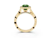 Radiant Cut Twist Halo Engagement Ring Setting for a Fancy Green Lab-Grown Diamond | Yellow Gold