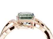 Radiant Cut Bypass Solitaire Engagement Ring Setting for a Fancy Green Lab-Grown Diamond | Pavé Strands | Rose Gold
