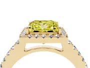 Princess Cut Halo Engagement Ring Setting for a Fancy Yellow Lab-Grown Diamond | Single Row Pavé Band | Yellow Gold
