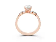 Oval Cut Diamond Solitaire Ring Set in Rose gold with Marquise Twist Band and Prong Setting