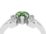 Fancy Green Pear Cut Diamond Twisted Band Solitaire Ring Set in Platinum with Scroll Prongs
