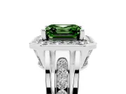 Asscher Cut Halo Engagement Ring Setting for a Fancy Green Lab-Grown Diamond | Channel-Set Split Shank | Platinum