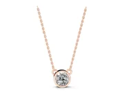 Round Lab-Grown Diamond Bezel Solitaire Pendant Necklace | Side Loop Bail | Rose Gold