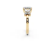 Emerald Cut Diamond Floral Cluster Ring Set in Yellow gold with Marquise Petals and Prong Setting