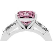 Princess Cut Baguette Engagement Ring Setting for a Fancy Pink Lab-Grown Diamond | Tapered Side Stones | Sterling Silver