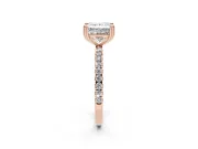 Princess Cut Diamond Brilliant Solitaire Set in Rose gold with Pavé Band and Claw Prong Setting