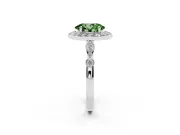 Oval Halo Engagement Ring Setting for a Fancy Green Lab-Grown Diamond | Bezel Stations | Platinum