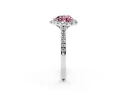 Heart-Shaped Raised Halo Engagement Ring Setting for a Fancy Pink Lab-Grown Diamond | Pave Band | Sterling Silver