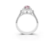 Fancy Pink Marquise Cut Diamond Halo Ring Set in Platinum with Pavé-Lined Split Shank Band