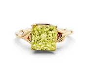 Princess Cut Leaf Bypass Solitaire Engagement Ring Setting for a Fancy Yellow Lab-Grown Diamond | Yellow Gold