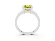 Fancy Yellow Asscher Cut Diamond Solitaire Ring Set in White gold with Prong Head and Smooth Polished Band